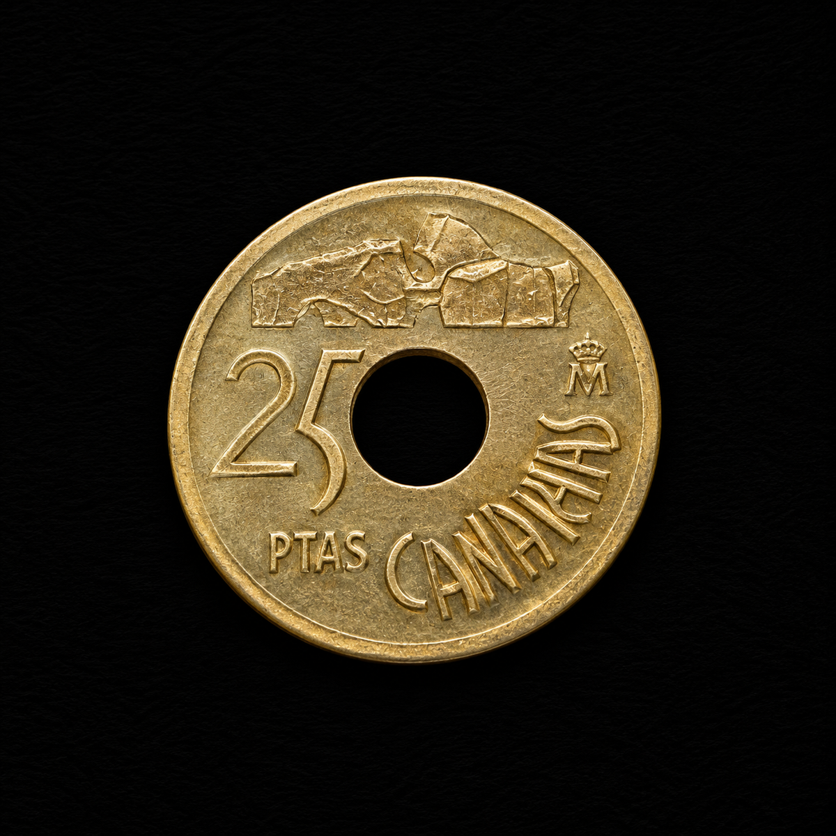 Spain 25 Pesetas Coin – Canary Islands | Holed Spanish Collectible Coin