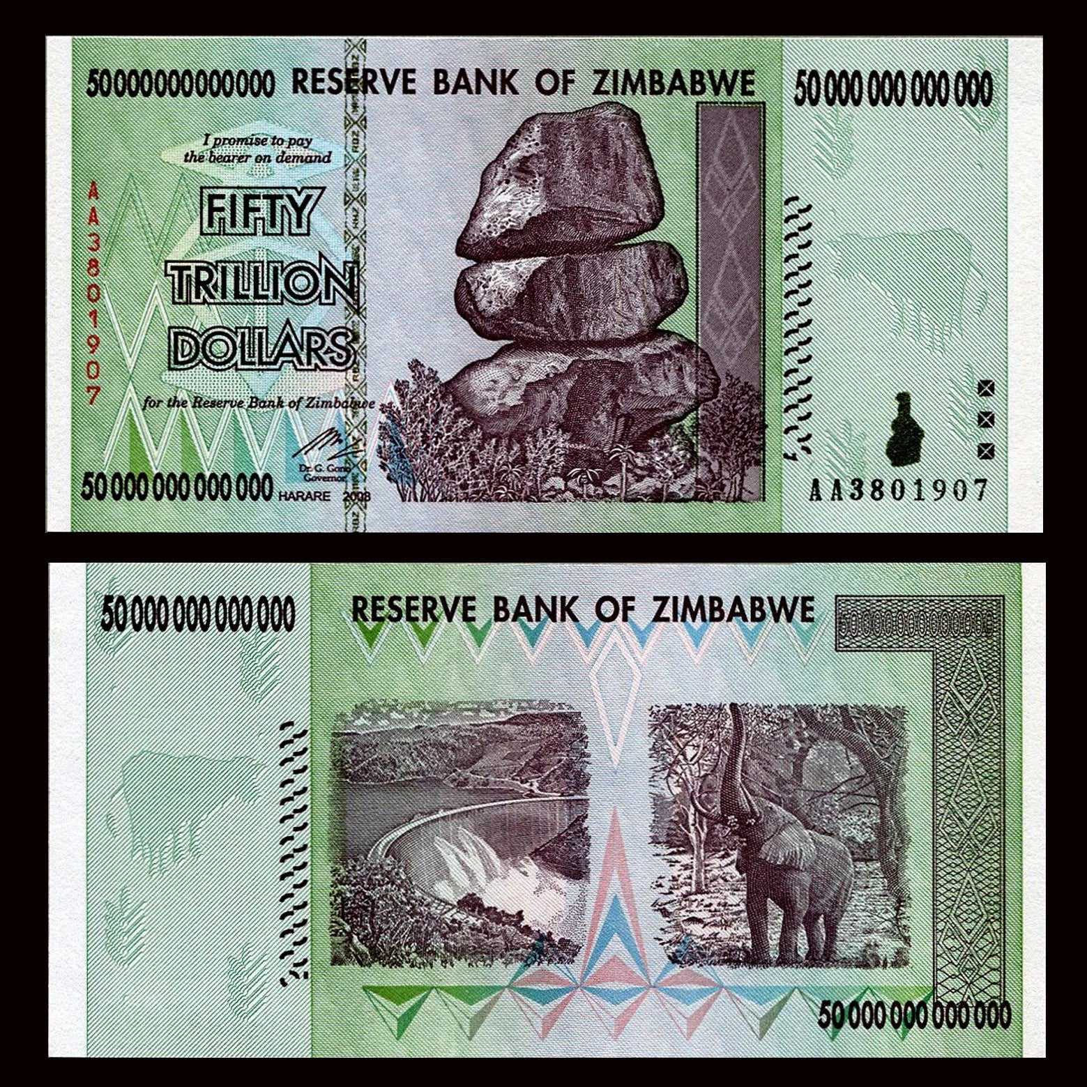 Zimbabwe 50 Trillion Dollar Note – Genuine Hyperinflation Banknote