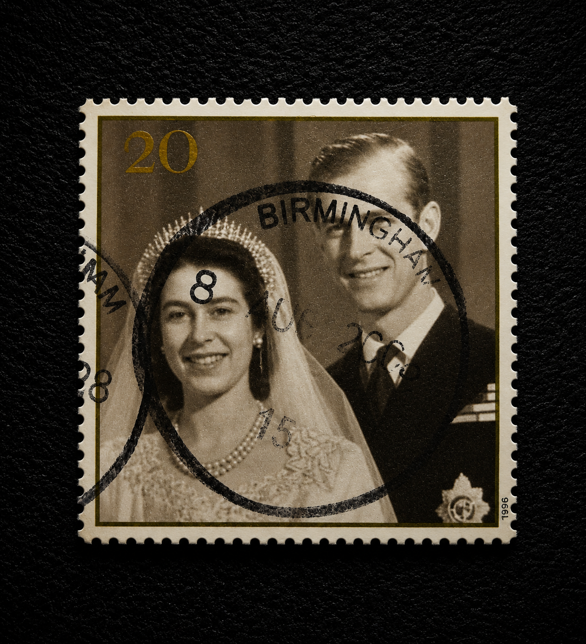 1997 Great Britain 20p Golden Wedding Anniversary Stamp – Queen Elizabeth II & Prince Philip – Used