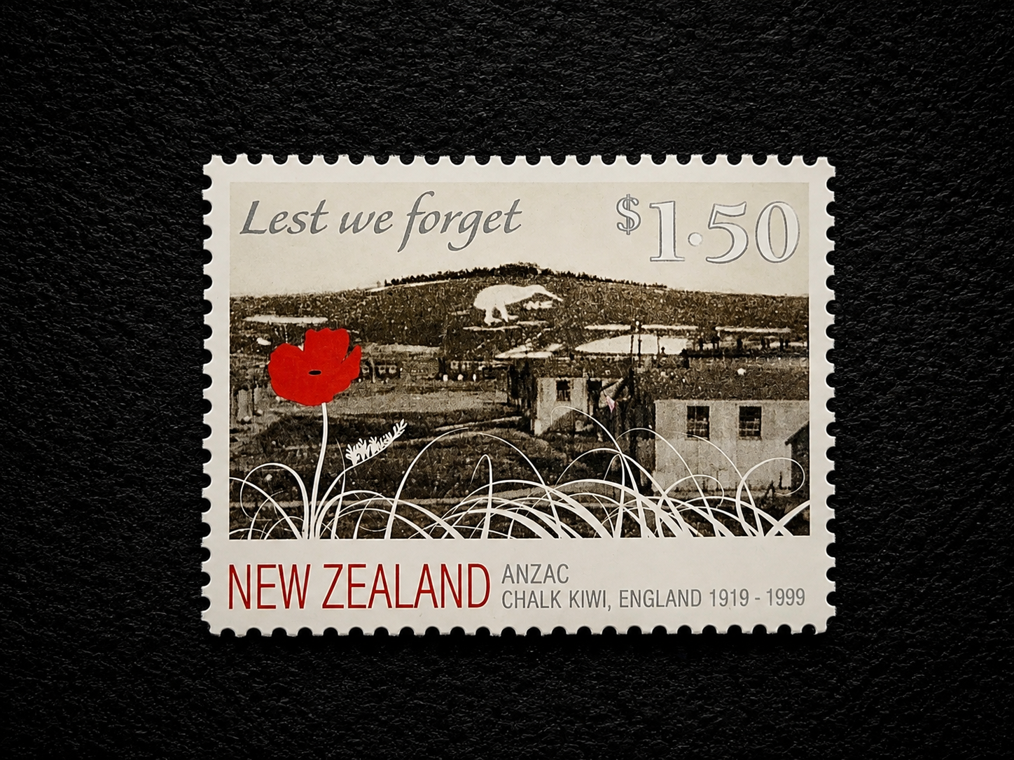 1999 New Zealand $1.50 ANZAC "Lest We Forget" Commemorative Stamp – Used