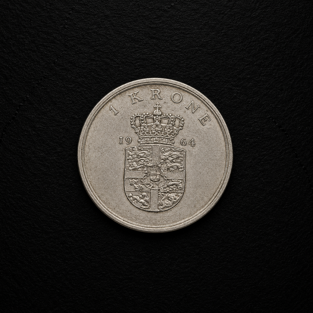 1964 Denmark 1 Krone Coin – Genuine Vintage Danish Collectible