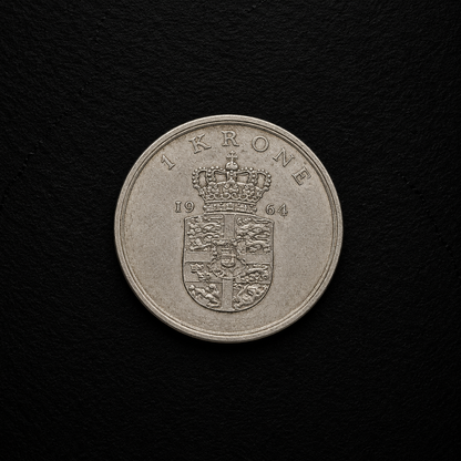1964 Denmark 1 Krone Coin – Genuine Vintage Danish Collectible