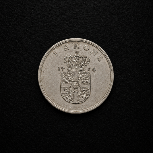 1964 Denmark 1 Krone Coin – Genuine Vintage Danish Collectible