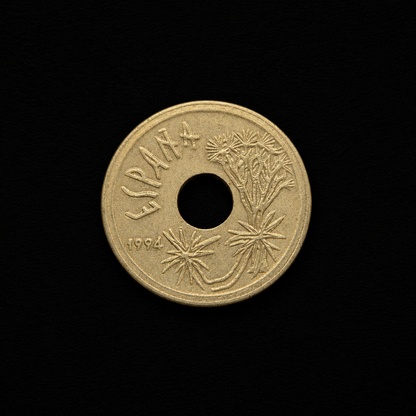 Spain 25 Pesetas Coin – Canary Islands | Holed Spanish Collectible Coin