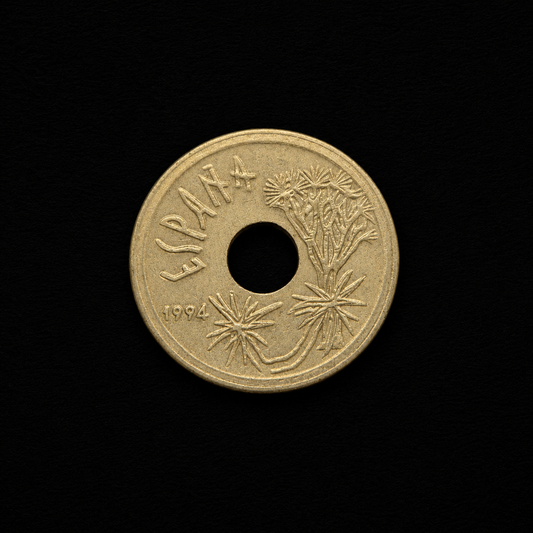 Spain 25 Pesetas Coin – Canary Islands | Holed Spanish Collectible Coin