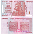 Zimbabwe 5 Billion Dollar Note